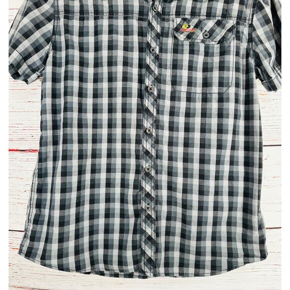 Mossy Oak Mens Black & Gray Plaid Short Sleeve Button-Up Shirt Size M - Picture 6 of 9
